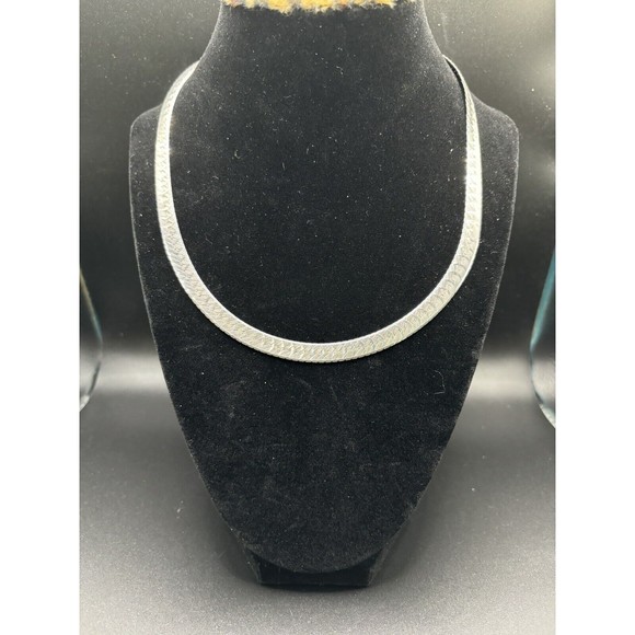 Vintage Italian Made Reversible 18”  925 Sterling Silver Wide Herringbone Chain - Picture 7 of 16